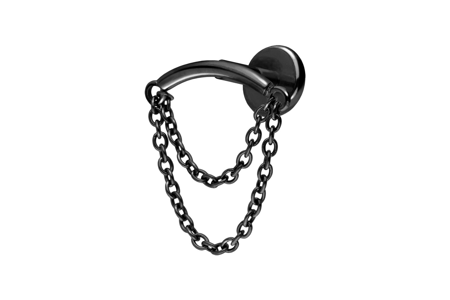 Titan Labret Piercing mit Push Fit BOGEN + 2 KETTEN